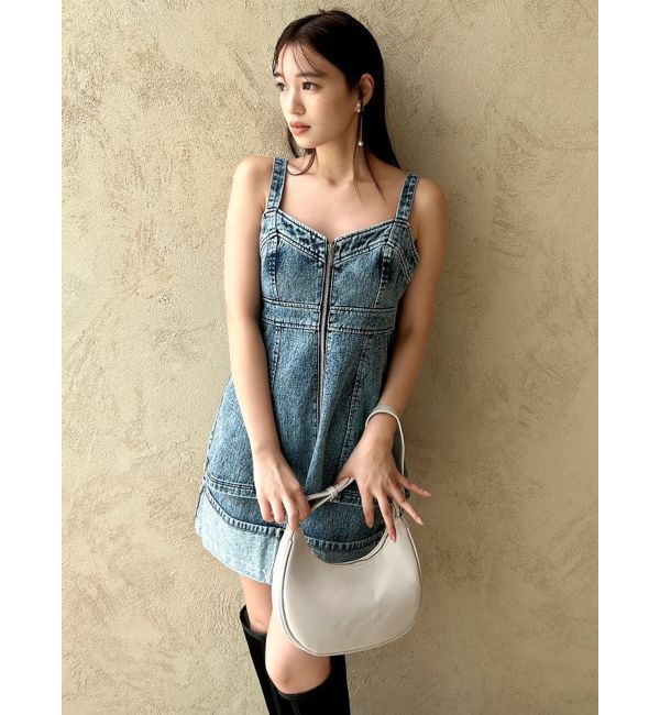 dazzlin「フロントジップデニムキャミトップス」|タンクトップ|ミックス