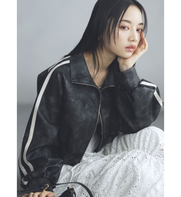 dazzlin「フェイクレザートラックブルゾン」|ブルゾン・スタジャン|