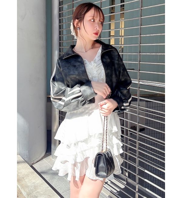 dazzlin「フェイクレザートラックブルゾン」|ブルゾン・スタジャン|