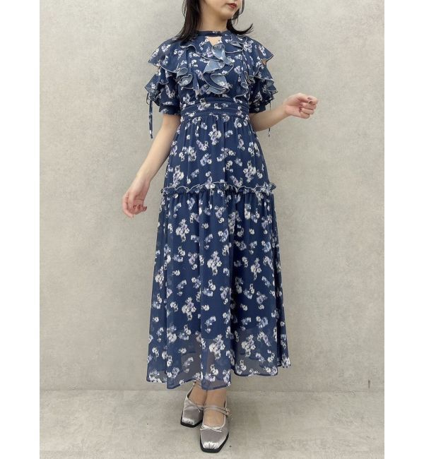 dazzlin「ラッフルリボンフラワーワンピース」|ワンピース|ネイビー