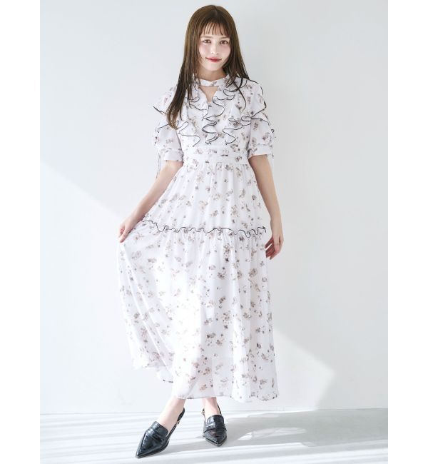 dazzlin「ラッフルリボンフラワーワンピース」|ワンピース|ベージュ