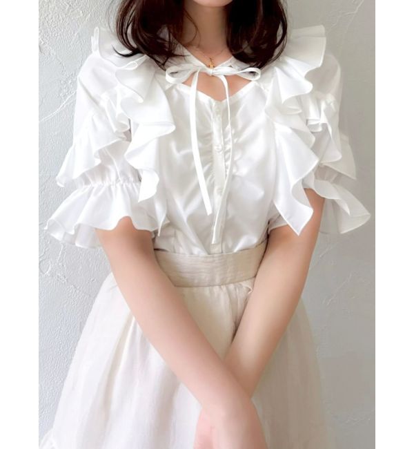 dazzlin「デコルテオープンペプラムブラウス」|シャツ・ブラウス|