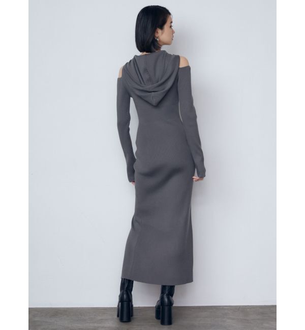 EMODA「カットアウトフードニットワンピース」|ワンピース|