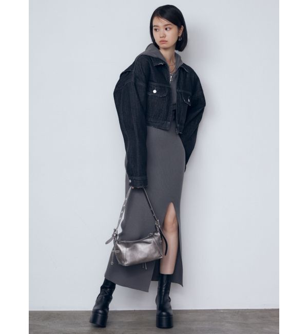 EMODA「カットアウトフードニットワンピース」|ワンピース|