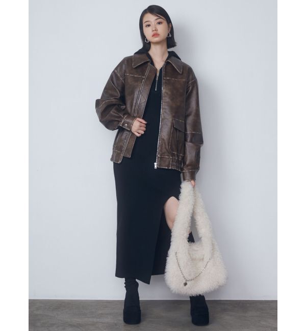 EMODA「カットアウトフードニットワンピース」|ワンピース|