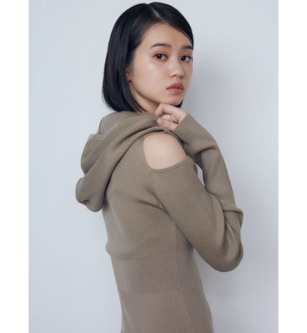 EMODA「カットアウトフードニットワンピース」|ワンピース|