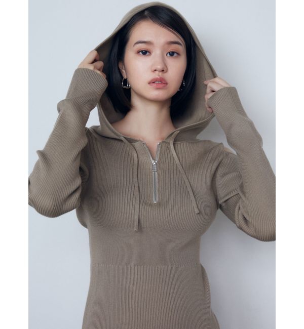 EMODA「カットアウトフードニットワンピース」|ワンピース|