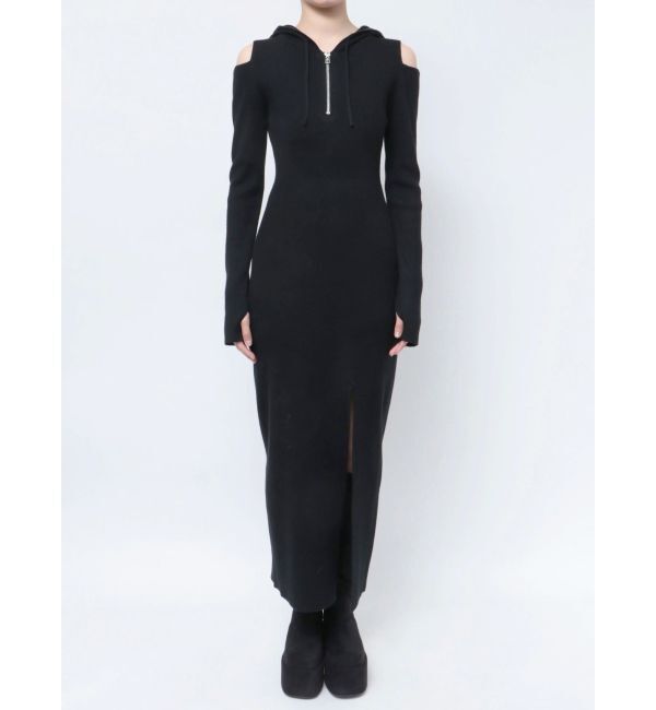 EMODA「カットアウトフードニットワンピース」|ワンピース|