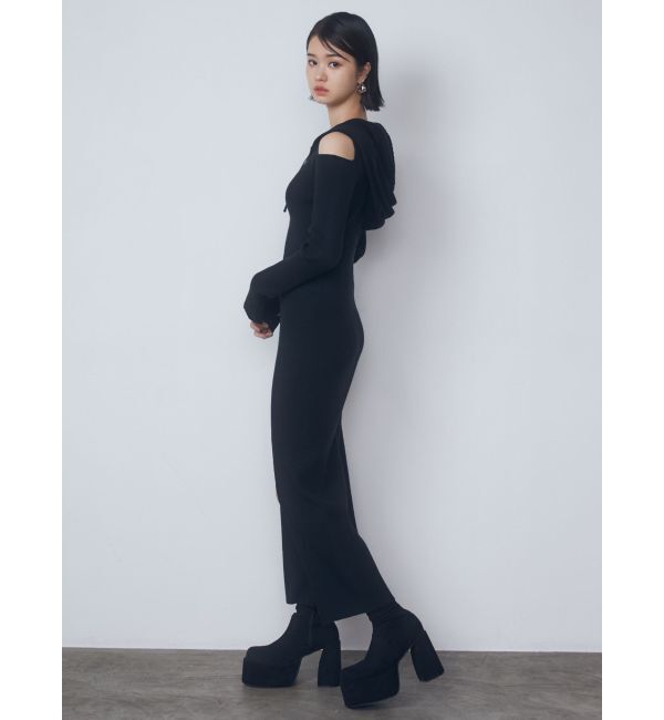 EMODA「カットアウトフードニットワンピース」|ワンピース|