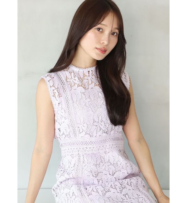 MERCURYDUO「Iラインケミカルレースドッキング風ワンピース」|ワンピース|