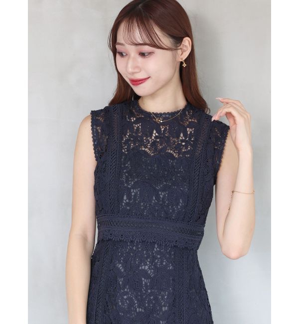 MERCURYDUO「Iラインケミカルレースドッキング風ワンピース」|ワンピース|