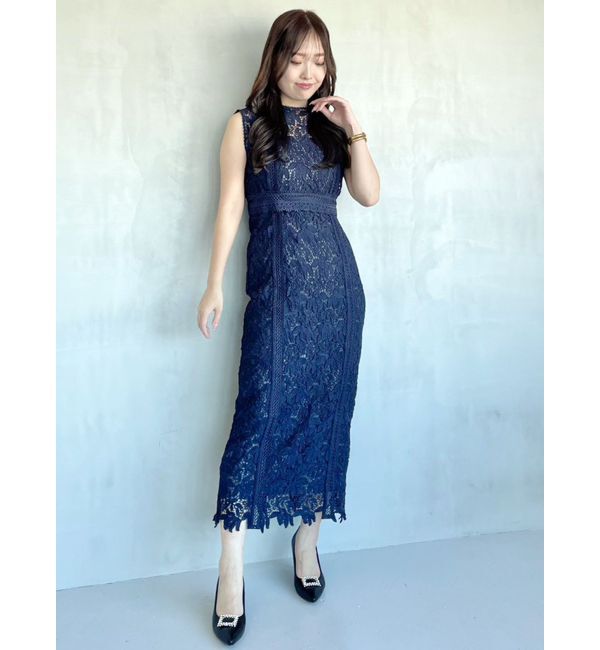 MERCURYDUO「Iラインケミカルレースドッキング風ワンピース」|ワンピース|