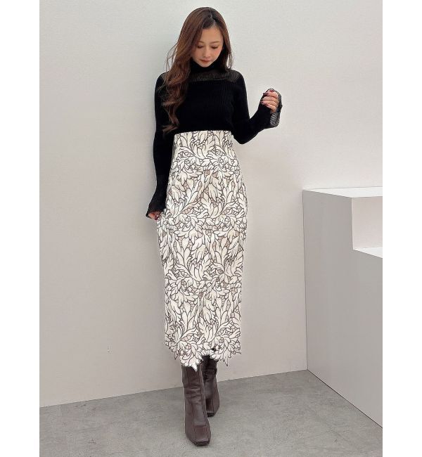 MERCURYDUO「シアー切替フレアスリーブニット」|ニット・セーター|