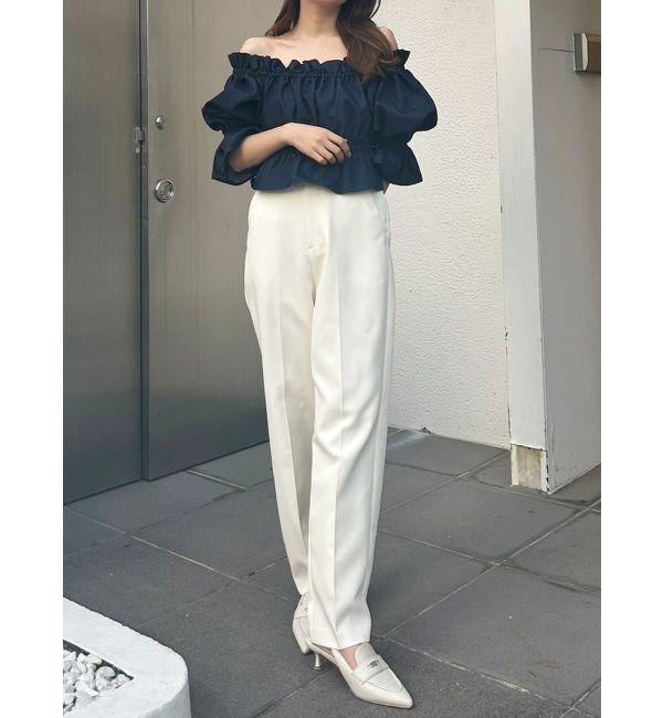 MERCURYDUO「デニム2WAYオフショル五分袖シャーリングブラウス」|シャツ・ブラウス|