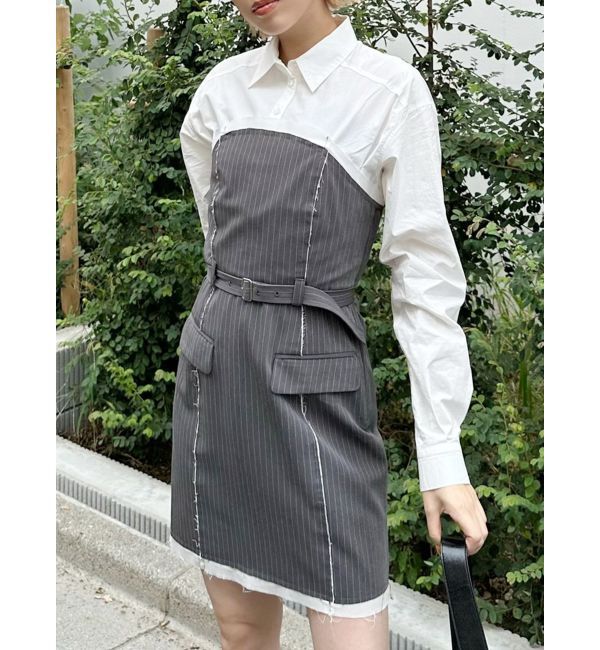 MURUA「シャツドッキングミニワンピース」|ワンピース|グレー