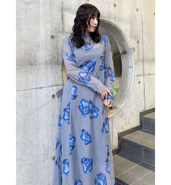 MURUA「ニュアンスフラワープリントワンピース」|ワンピース|