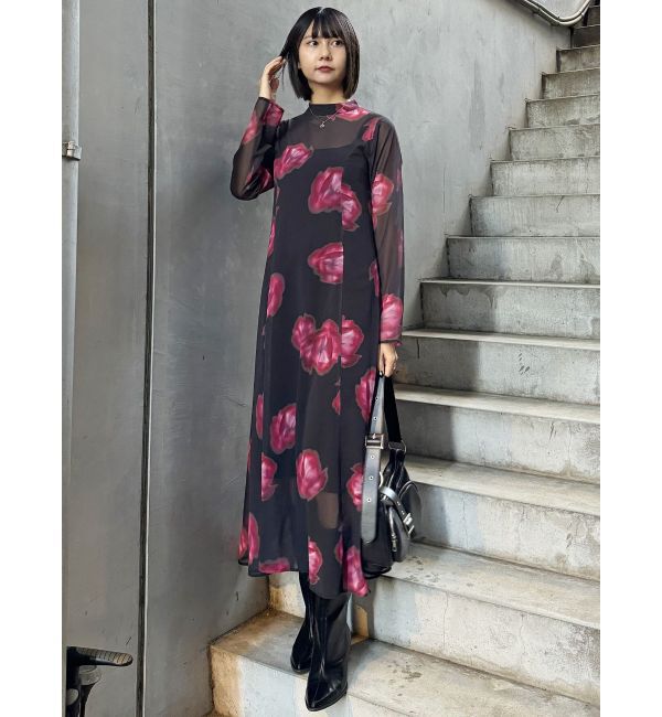 MURUA「ニュアンスフラワープリントワンピース」|ワンピース|