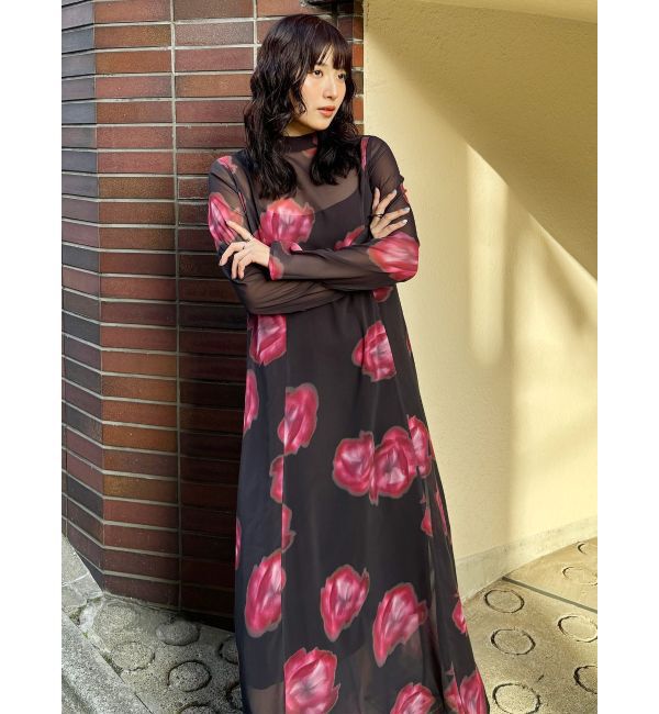 MURUA「ニュアンスフラワープリントワンピース」|ワンピース|