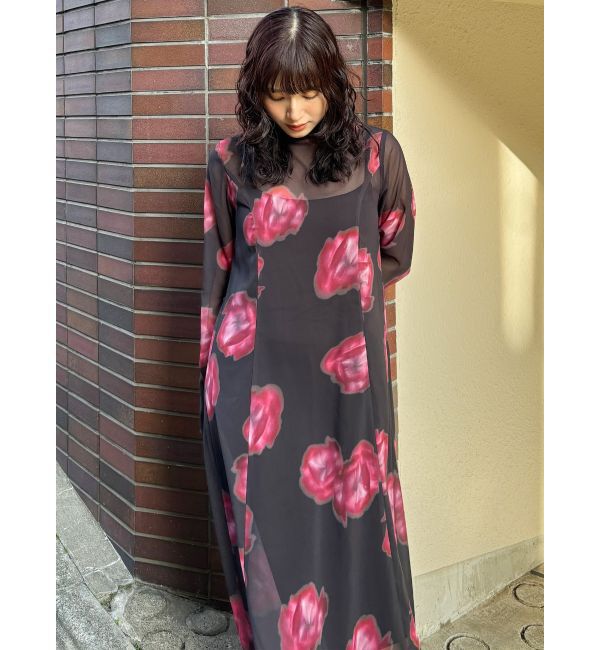 MURUA「ニュアンスフラワープリントワンピース」|ワンピース|