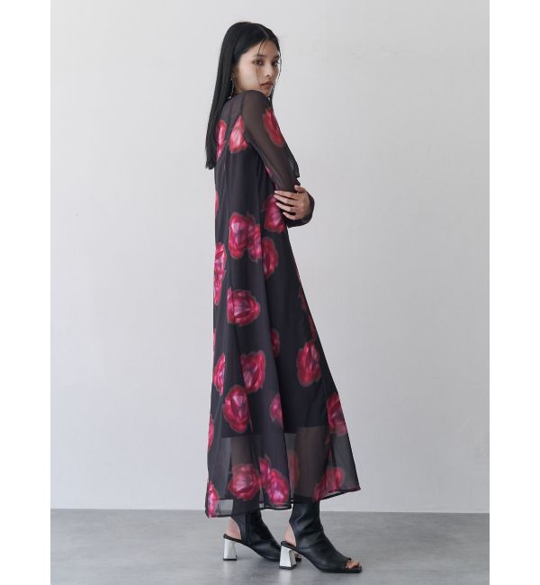 MURUA「ニュアンスフラワープリントワンピース」|ワンピース|