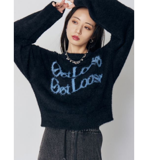 MURUA「ミニシャギーロゴニット」|ニット・セーター|ブラック