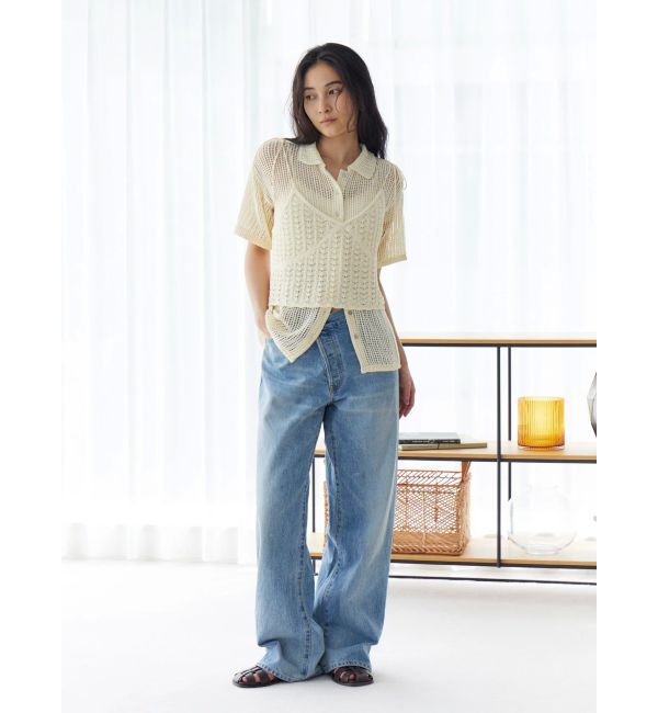 Ungrid「透かし編みキャミレイヤードニットカーデ」|カーディガン|