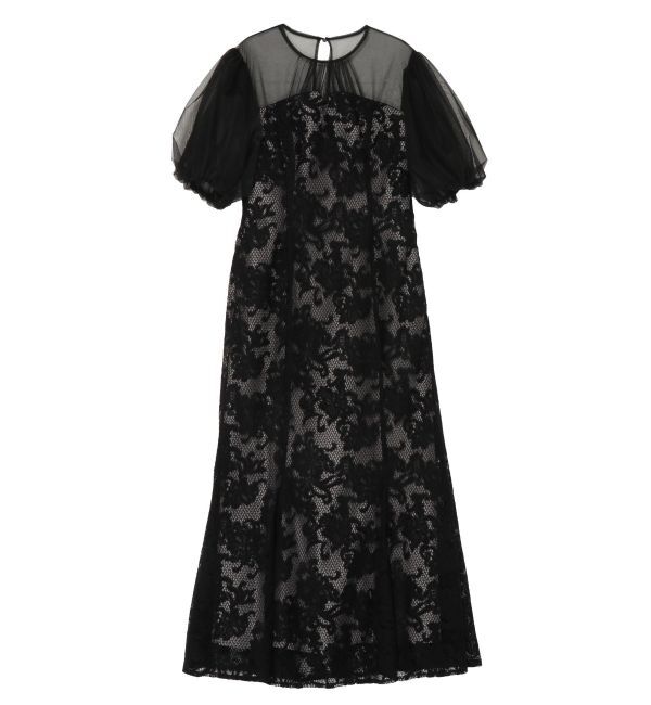 LAGUNAMOON「LADYフラワージャガードレースワンピース」|ワンピース|ブラック