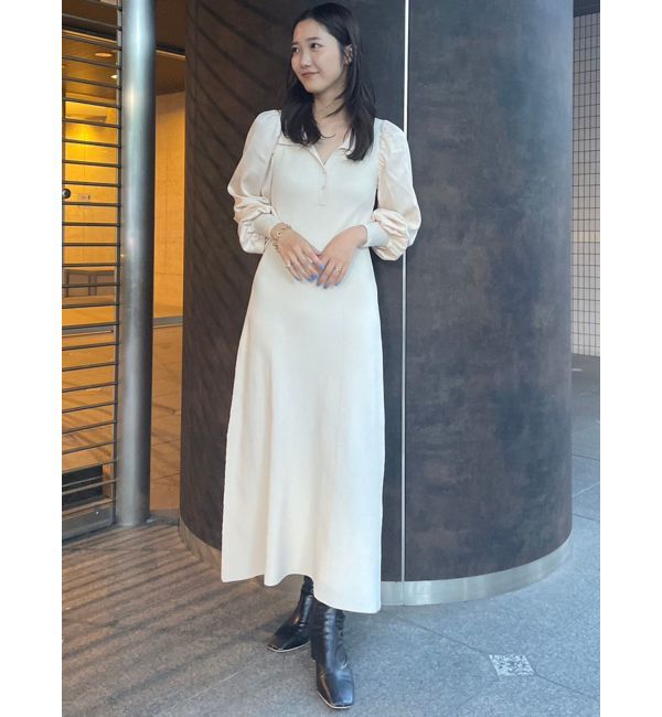 LAGUNAMOON「シャツカラードッキングニットワンピース」|ワンピース|