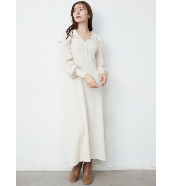 LAGUNAMOON「シャツカラードッキングニットワンピース」|ワンピース|
