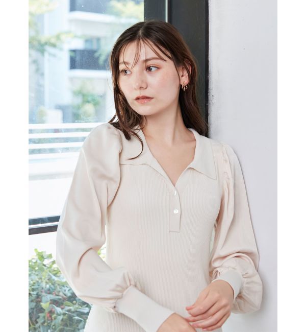 LAGUNAMOON「シャツカラードッキングニットワンピース」|ワンピース|