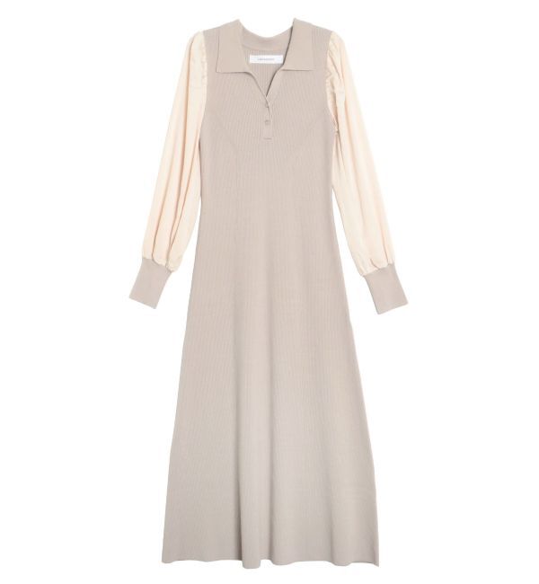 LAGUNAMOON「シャツカラードッキングニットワンピース」|ワンピース|