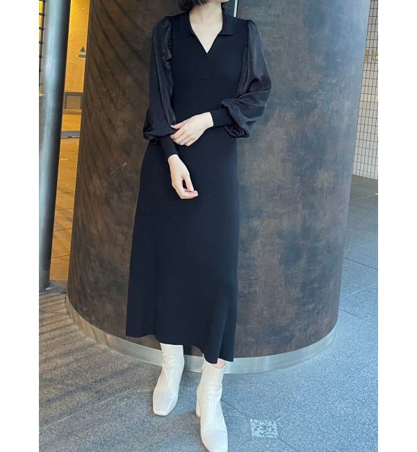 LAGUNAMOON「シャツカラードッキングニットワンピース」|ワンピース|