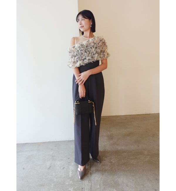 LAGUNAMOON「LADYチュールオフショルパンツドレス」|ワンピース|