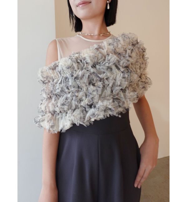 LAGUNAMOON「LADYチュールオフショルパンツドレス」|ワンピース|