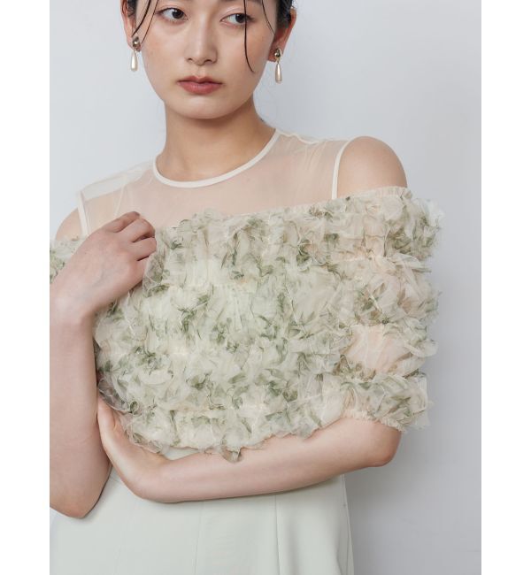 LAGUNAMOON「LADYチュールオフショルパンツドレス」|ワンピース|グリーン