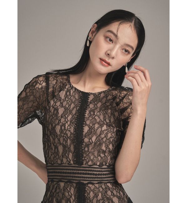 LAGUNAMOON「【復刻】LADYショルダーギャザーレースマキシワンピース」|ワンピース|