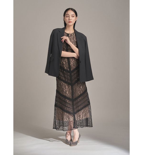 LAGUNAMOON「【復刻】LADYショルダーギャザーレースマキシワンピース」|ワンピース|