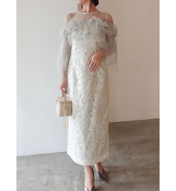 LAGUNAMOON「LADYボリュームチュールジャガードドレス」|ドレス|