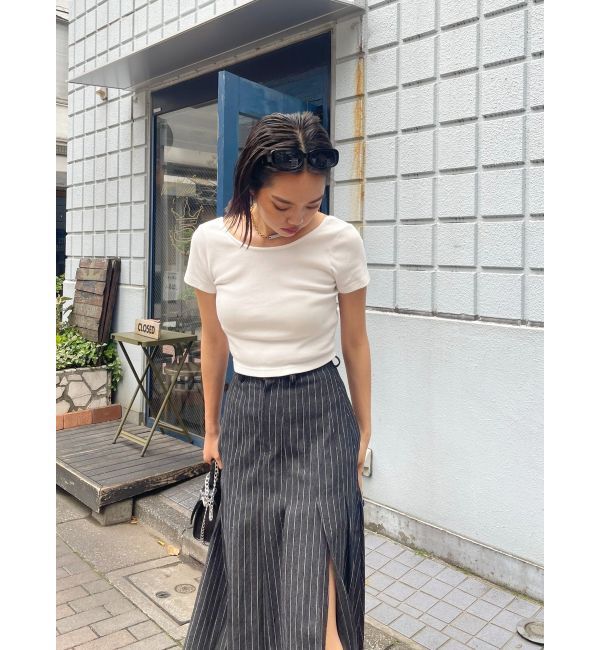 EVRIS「バックオープンリブショートTシャツ」|Tシャツ・カットソー|