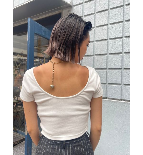 EVRIS「バックオープンリブショートTシャツ」|Tシャツ・カットソー|