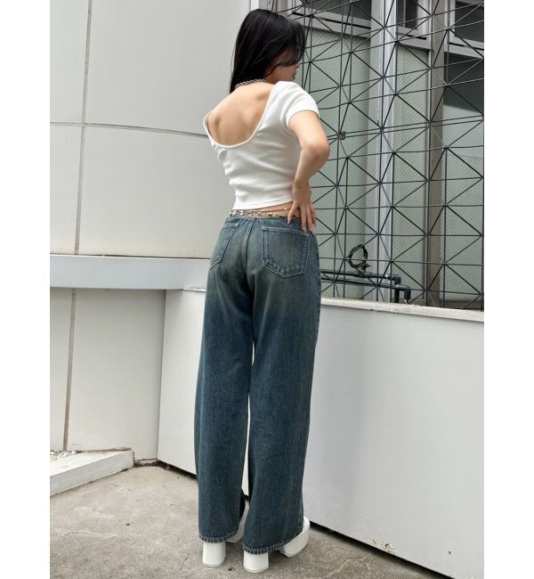 EVRIS「バックオープンリブショートTシャツ」|Tシャツ・カットソー|