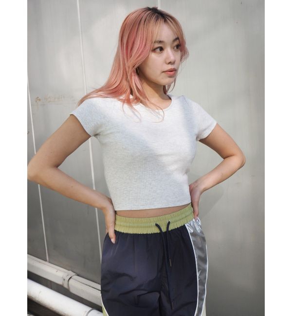 EVRIS「バックオープンリブショートTシャツ」|Tシャツ・カットソー|