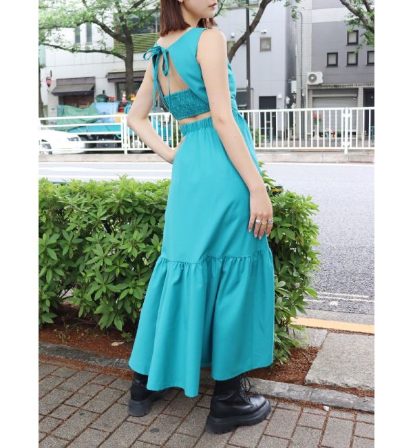 EVRIS「バックシャーリングロングワンピース」|ワンピース|