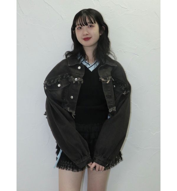 jouetie「ワイドクロップドフリンジGジャン【セットアップ対応】」|ブルゾン・スタジャン|