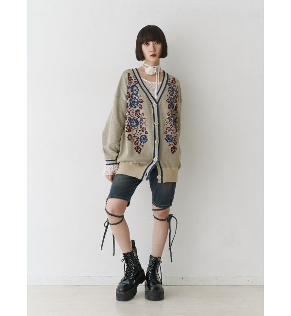 jouetie「ウエスタンライクジャガードルーズカーデ」|カーディガン|