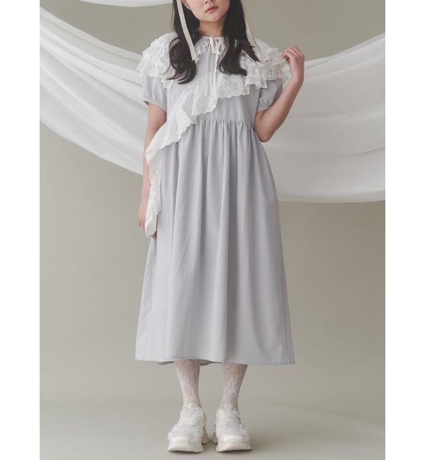 merry jenny「フリルコットンワンピース」|ワンピース|アイスブルー