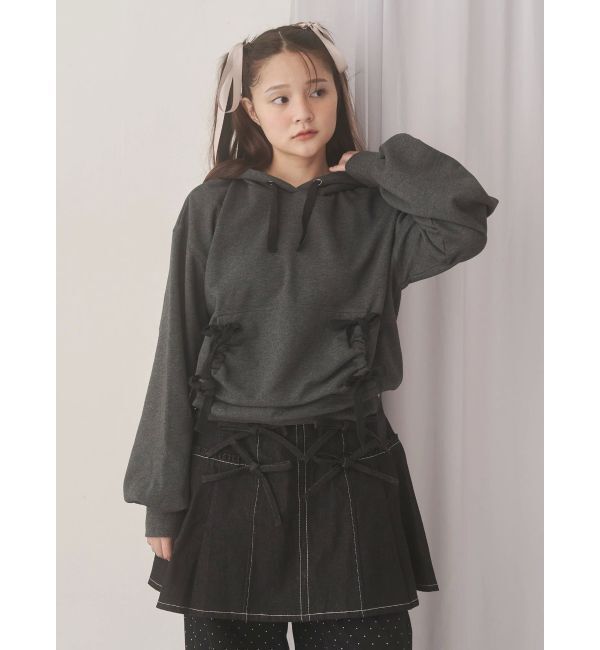 merry jenny「ribbon ribbon hoodie」|パーカー|チャコールグレー