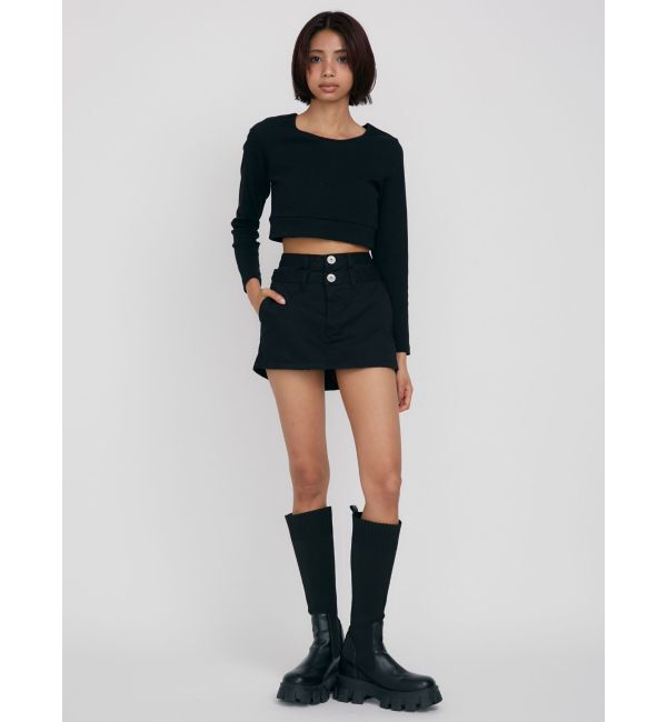 GYDA「Wウエストデザインスカートライクショートパンツ」|スカート|