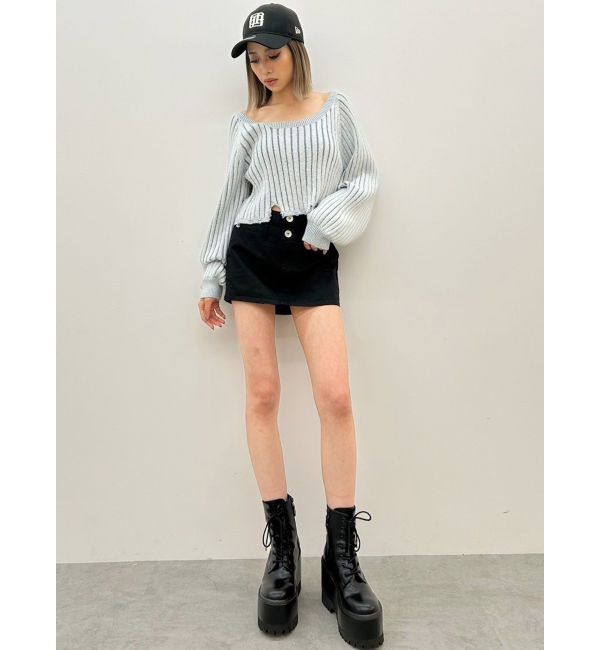 GYDA「Wウエストデザインスカートライクショートパンツ」|スカート|