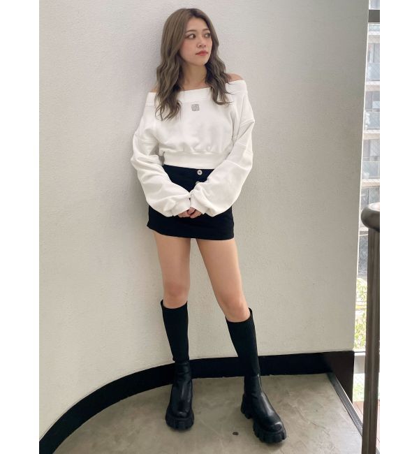 GYDA「Wウエストデザインスカートライクショートパンツ」|スカート|